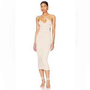 Lovers + Friends Nadira Cut Out Midi Knit Dress in‎ Pastel Stripe